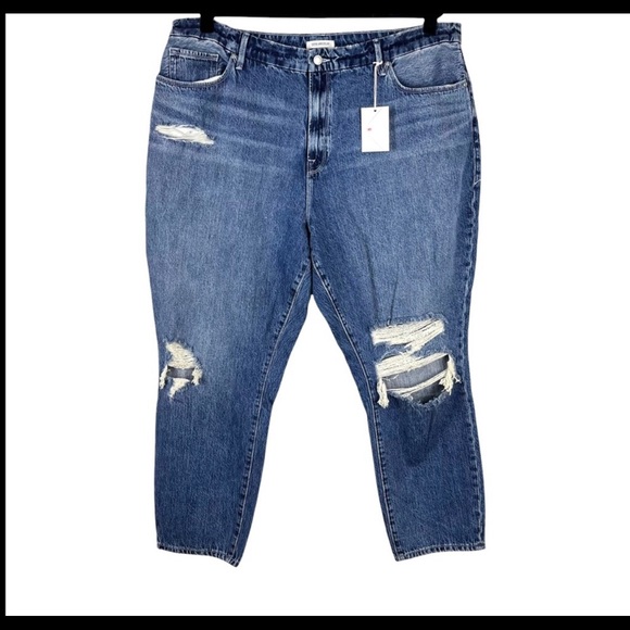 GOOD AMERICAN GOOD VINTAGE distressed baggie straight leg jeans size 16 NWT - Picture 3 of 10
